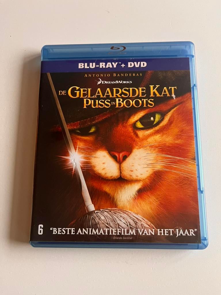 Puss in Boots (De Gelaarsde Kat) Blu Ray + DVD, Cd's en Dvd's, Blu-ray, Ophalen of Verzenden, Zo goed als nieuw, Tekenfilms en Animatie