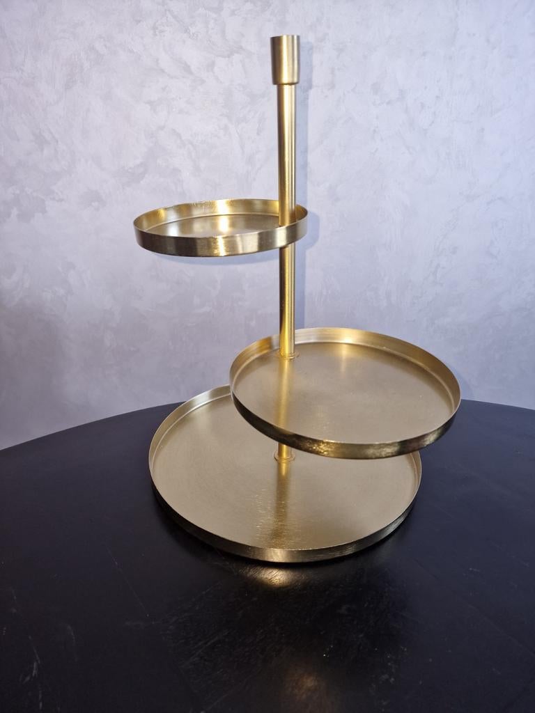 Gouden etagère met drie lagen, Huis en Inrichting, Woonaccessoires | Etagères, Ophalen of Verzenden