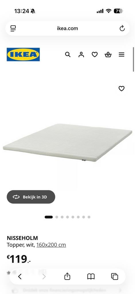 Nisseholm topper, Huis en Inrichting, Slaapkamer | Matrassen en Bedbodems, Ophalen, Zo goed als nieuw, Matras, 200 cm