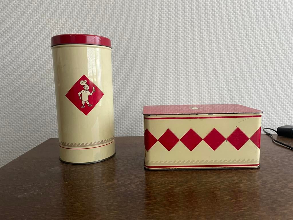 Vinted Bolletje beschuitbus en koektrommel, Verzamelen, Blikken, Ophalen, Gebruikt, Koek(jes)
