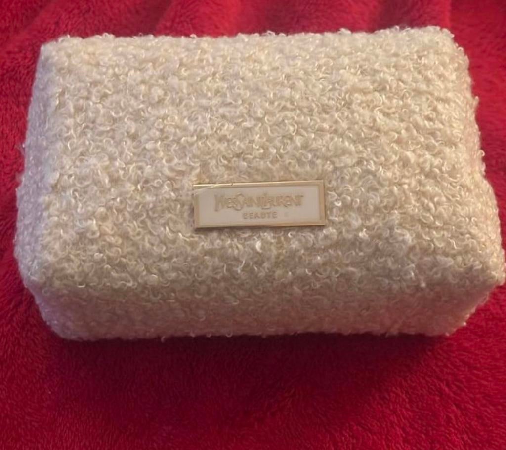 YSL elegant beige pluche handtasje/ pouch/ make-Uptas, Ophalen of Verzenden, Nieuw, Dame