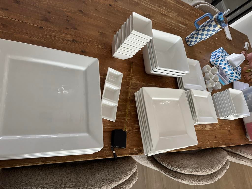 Vierkant servies Hema en xenos, Ophalen of Verzenden