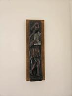 Houten wandreliëf van muzikant, Ophalen of Verzenden