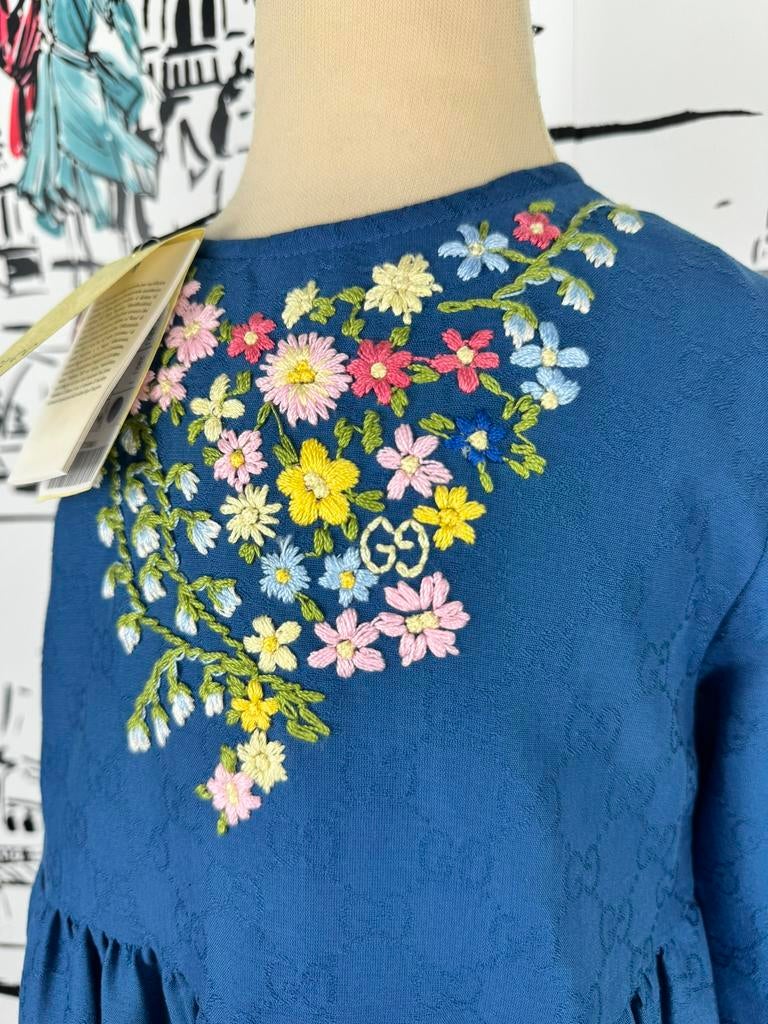 Gucci blauwe zomerjurk met GG patroon maat 8 NIEUW, Customercare@gucci.com, Jurk of Rok, Gucci, Verzenden