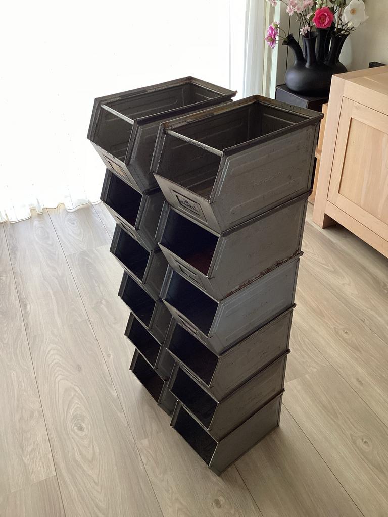 Metalen stapelbakken, 24 stuks vintage, Ophalen of Verzenden, Gebruikt