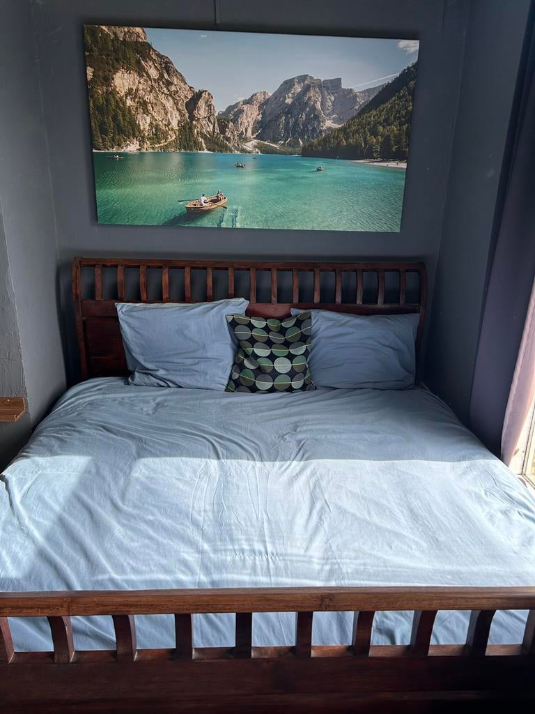 Tweepersoonsbed 180x200 met elektrische lattenbodems, Ophalen, Bruin, Tweepersoons, 180 cm