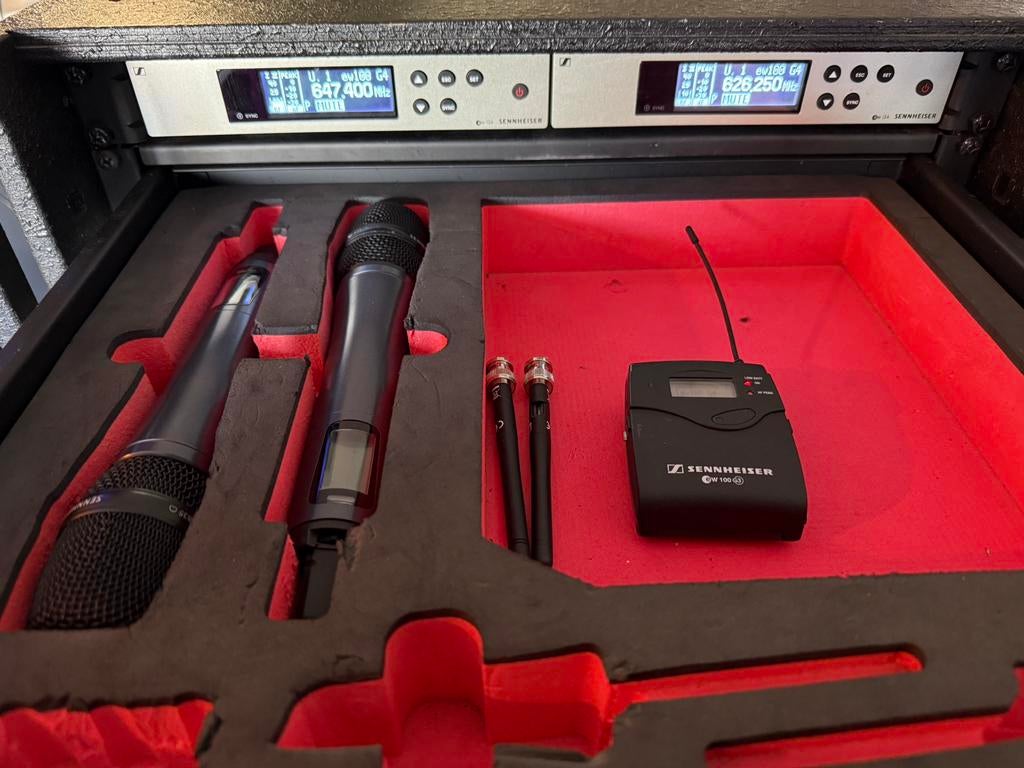 Sennheiser EW100g4 set, 2x handzender E835 + 1x bodypack, Auto diversen, Ophalen of Verzenden, Zo goed als nieuw