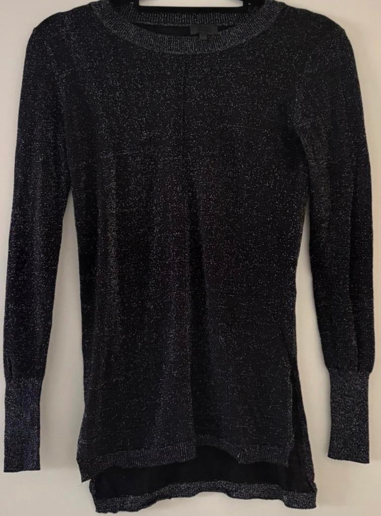 Zwarte blouse met glitters, Verzenden, Zo goed als nieuw, Maat 34 (XS) of kleiner, Zwart