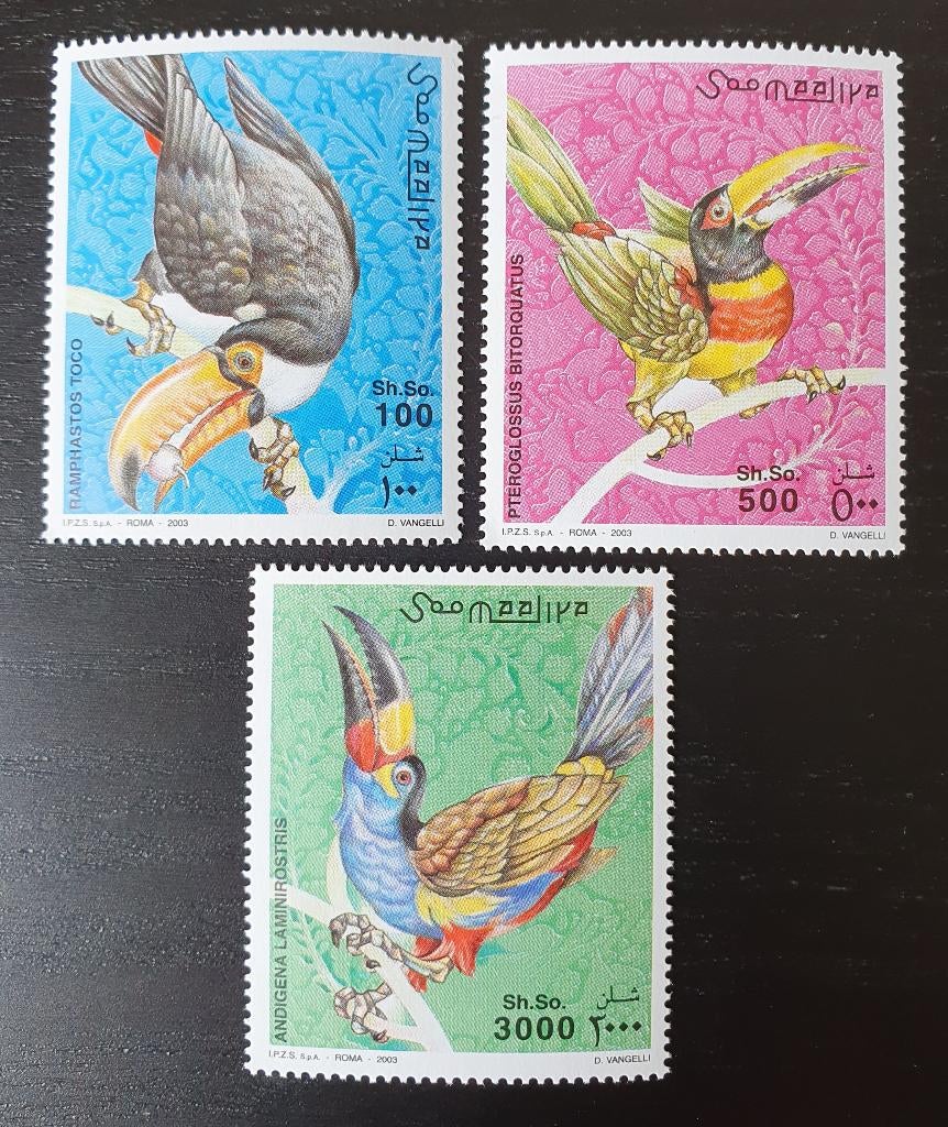 Somalie 2003 Vogels Toekan Yvert 873-875 postfris, Postzegels en Munten, Verzenden, Postfris, Dier of Natuur