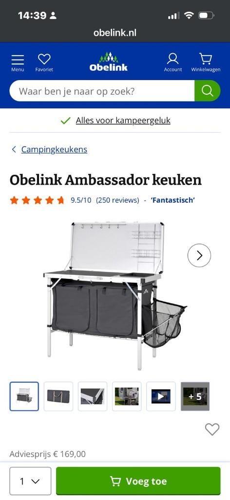 Obelink Camping keuken, Caravans en Kamperen, Kampeermeubelen, Ophalen, Zo goed als nieuw, Campingkast