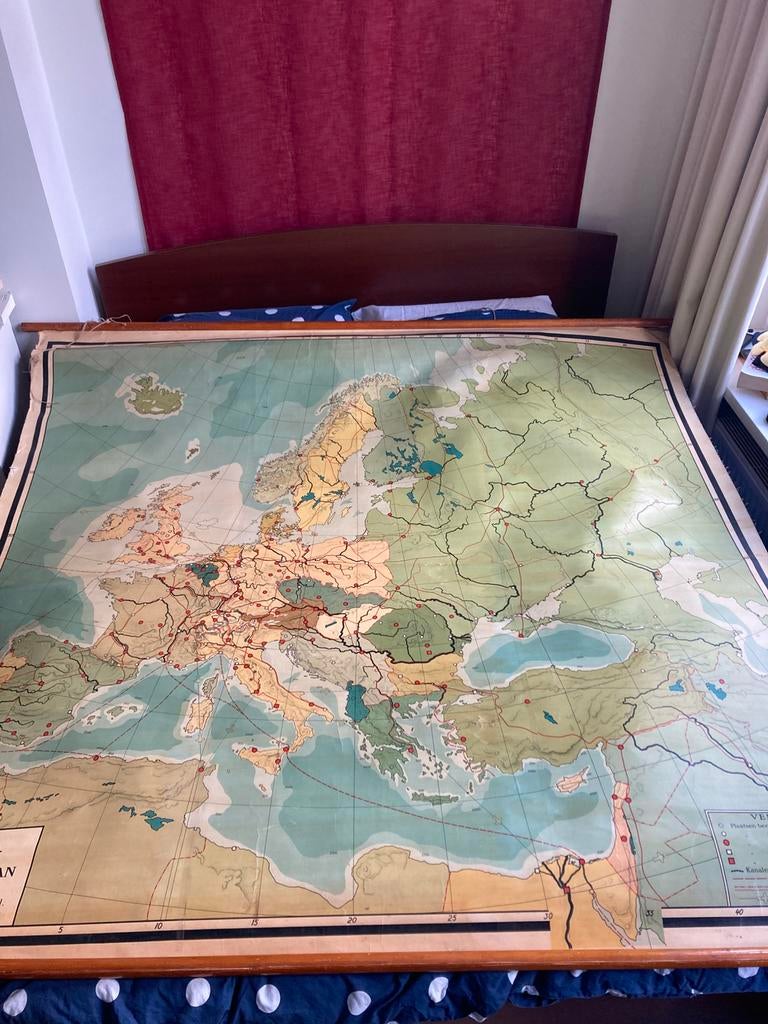 Schoolkaart Europa 190x175 cm, Antiek en Kunst, Antiek | Schoolplaten, Ophalen, Aardrijkskunde