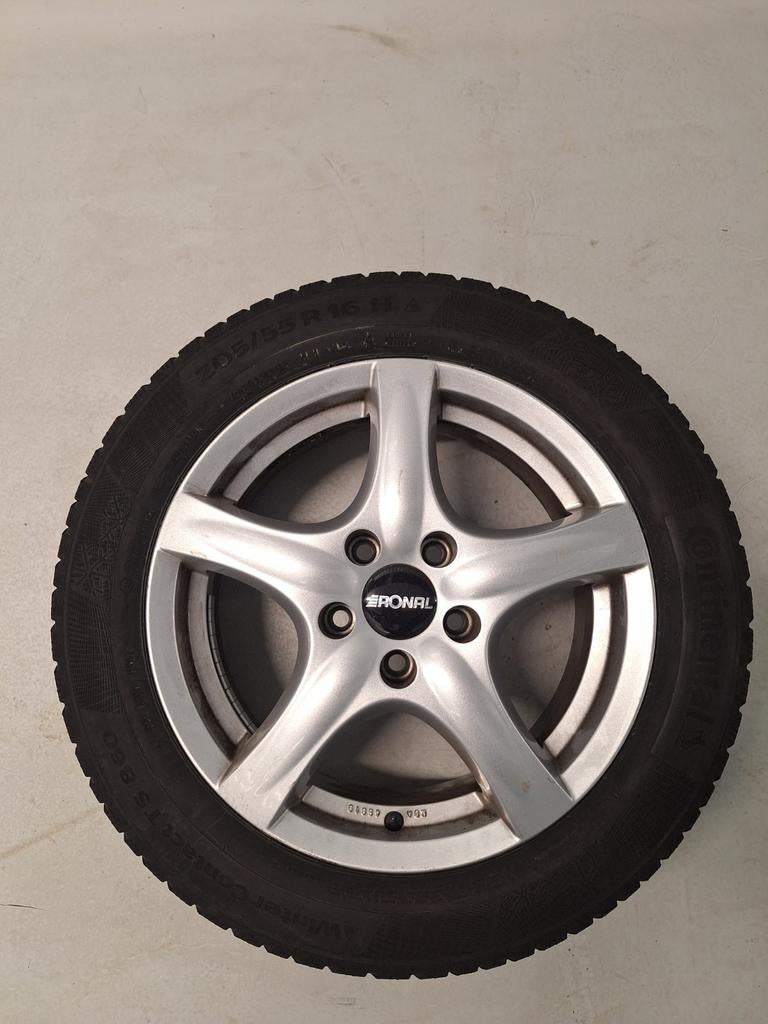 Lichtmetalen velgen met Continental winterbanden, Auto-onderdelen, Banden en Velgen, Banden en Velgen, Winterbanden, 16 inch, 205 mm
