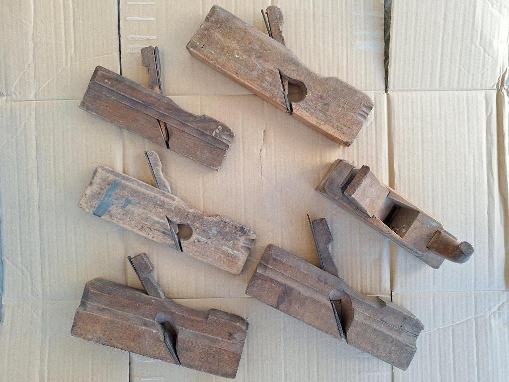 Oud handgereedschap, handschaaf, profielschaven 6 stuks, Antiek en Kunst, Antiek | Gereedschap en Instrumenten, Ophalen