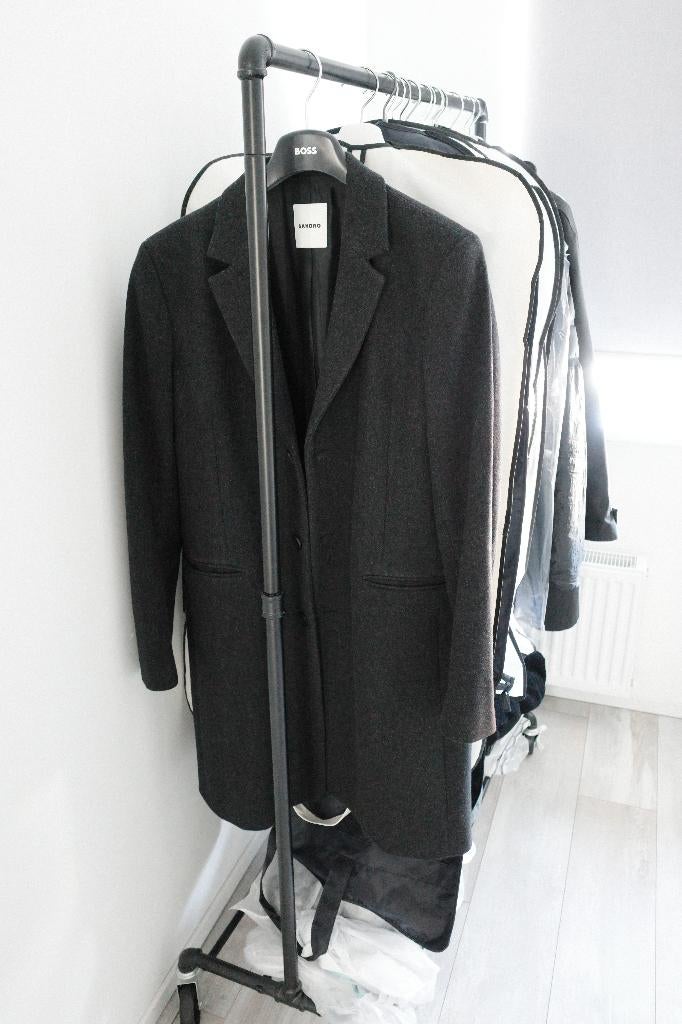 Sandro Paris wool coat / overcoat dark grey melange size XL, Kleding | Heren, Sandro Paris, Maat 56/58 (XL), Ophalen of Verzenden