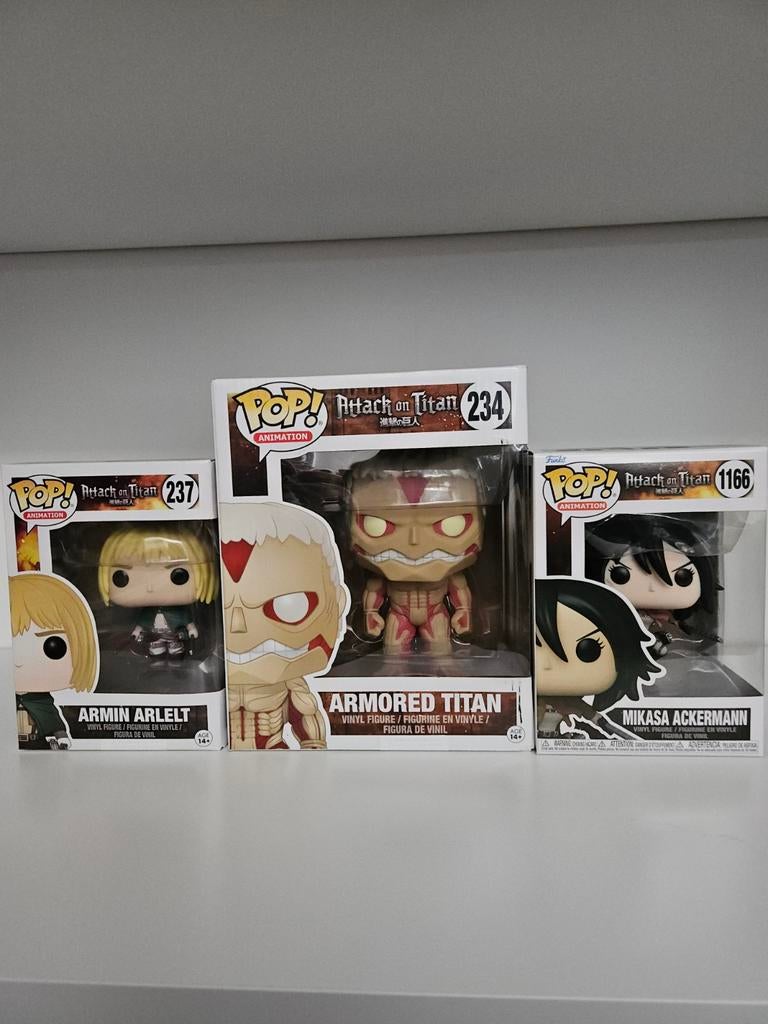 Funko Pop! Attack on Titan set: Armin, Armored Titan, Mikasa, Verzamelen, Poppetjes en Figuurtjes, Ophalen of Verzenden, Nieuw