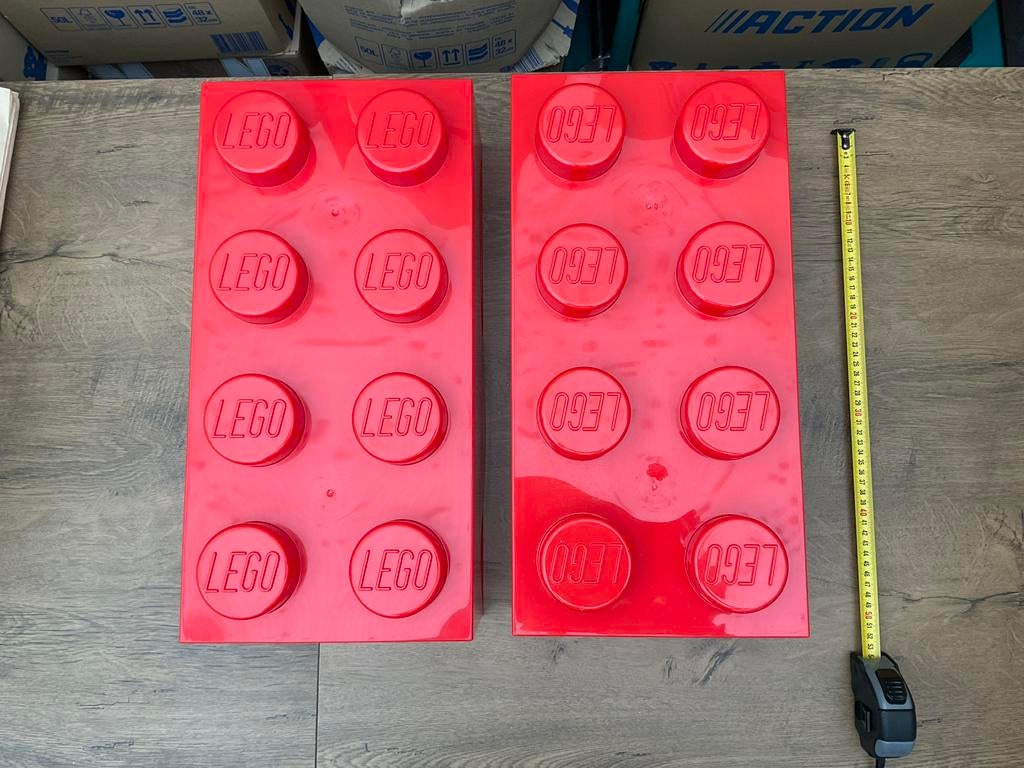 2 zgan, niet kapot, grote Lego storage boxen Bricks 50cm, Ophalen, Zo goed als nieuw, Lego