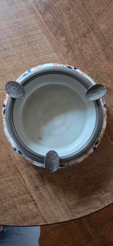 Oude asbak met bloemenpatroon porselein, Ophalen of Verzenden