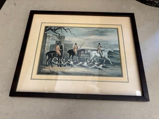 Klassieke jachtprent met lijst – Den Haag kunsthandel, Antiek en Kunst, Ophalen of Verzenden