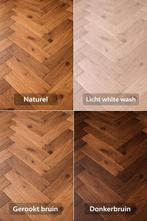 Massief eiken visgraat parket – 35m² – €34/m² – mes & groef, Ophalen, Nieuw, 10 m² of meer, 10 tot 30 cm