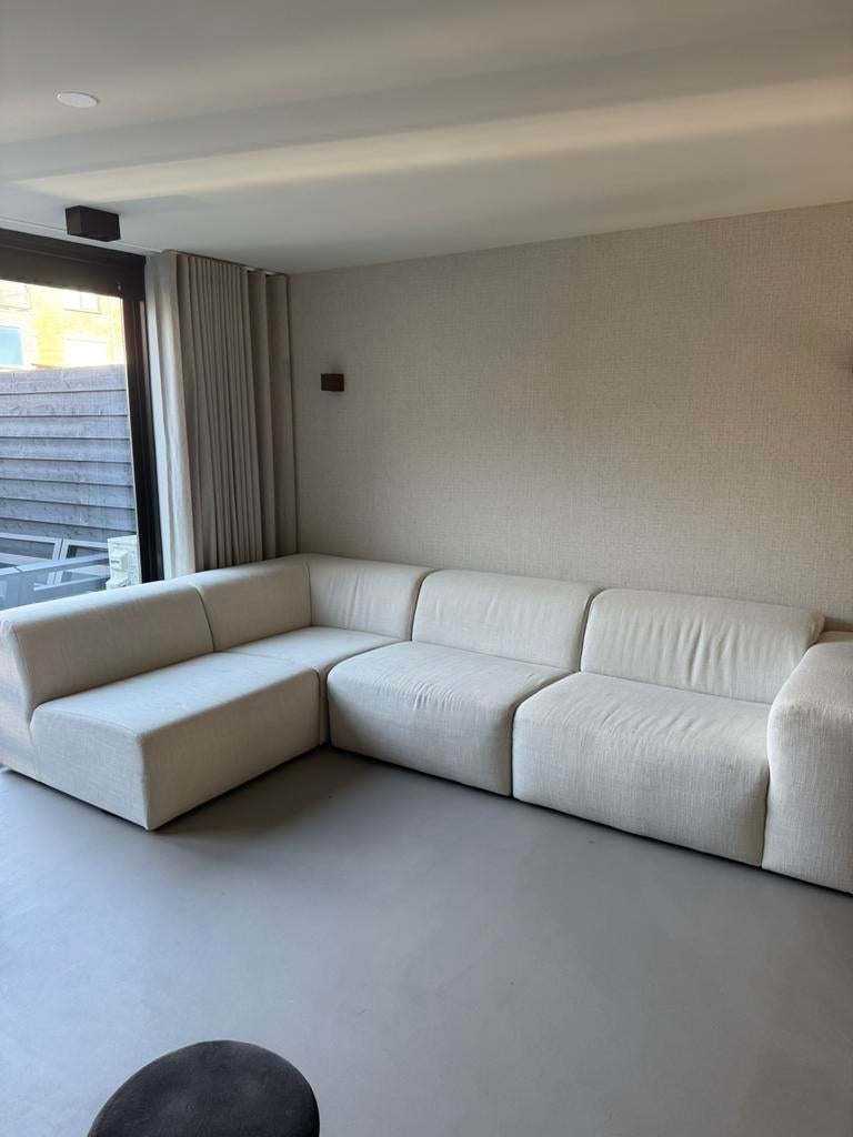 Lichtbeige hoekbank, Ophalen, Gebruikt, Stof