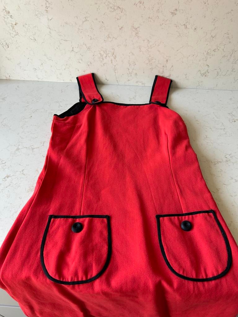 Vintage 70s Twiggy jurkje, Gedragen, Boven de knie, Rood, Ophalen