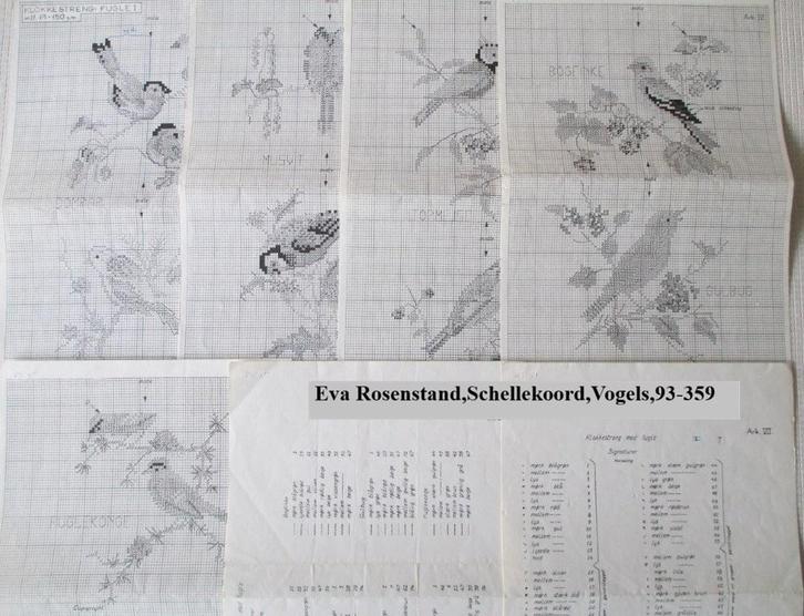 Borduurpatroon,Borduren,Eva Rosenstand, 9 vogels,93-359, Hobby en Vrije tijd, Borduren en Borduurmachines, Zo goed als nieuw, Patroon