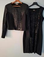 Zwarte  jurk en jasje met pailletten Dressire maat M 38/40, Kleding | Dames, Jurken, Maat 38/40 (M), Zwart, Ophalen of Verzenden