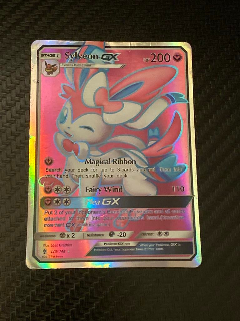 Sylveon GX 140/145 Pokémon Kaart, Ophalen of Verzenden, Gebruikt, Losse kaart, Foil