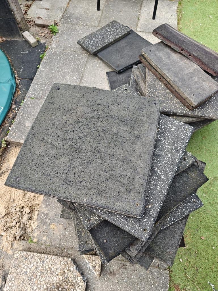Rubberen speeltegels, Tuin en Terras, Tegels en Klinkers, Ophalen, Gebruikt, Rubber, Overige typen
