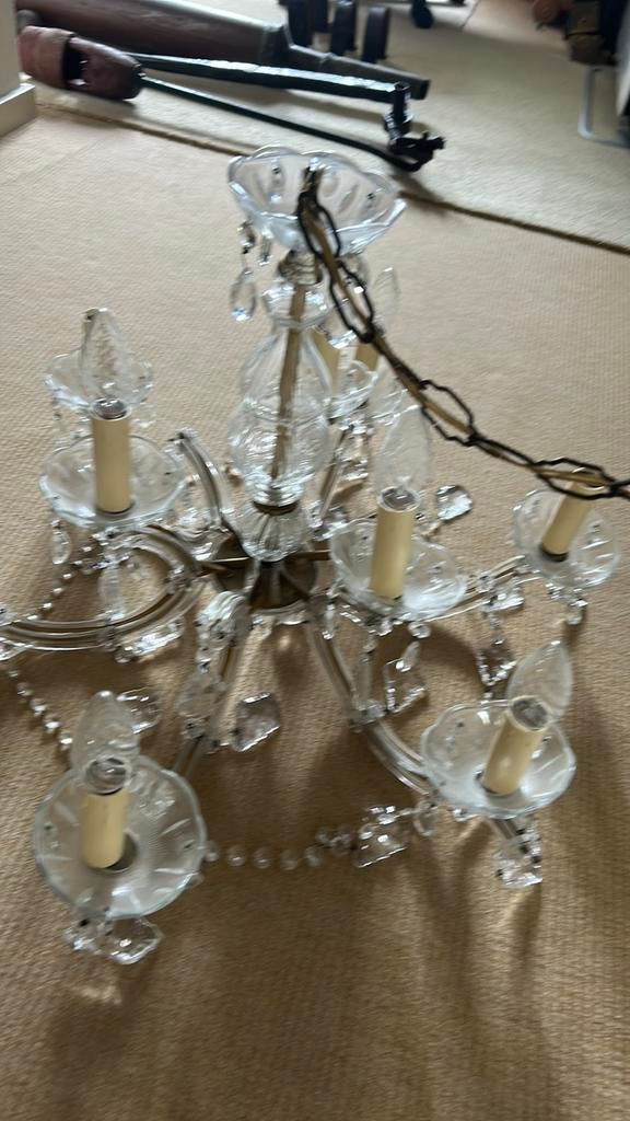 Antieke kristallen kroonluchter 9 lampen, Ophalen