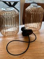 2 hanglamp kappen Rookglas, Ophalen, Bruin, Rond, Zo goed als nieuw