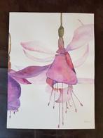 Aquarel fuchsia bloem, Minder dan 50 cm, Tekening, Ophalen of Verzenden, Zo goed als nieuw