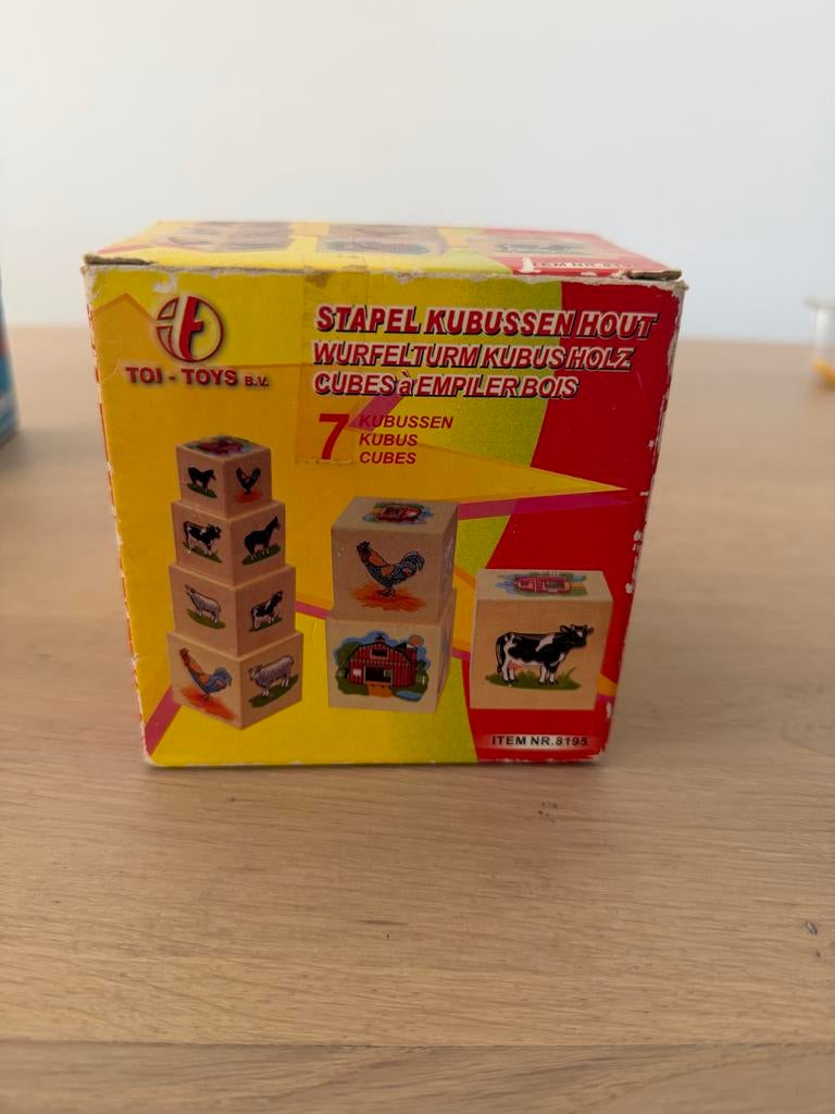 Houten Stapelkubussen - Boerderijdieren, Kinderen en Baby's, Speelgoed | Houten speelgoed, Ophalen of Verzenden, Gebruikt, Overige typen