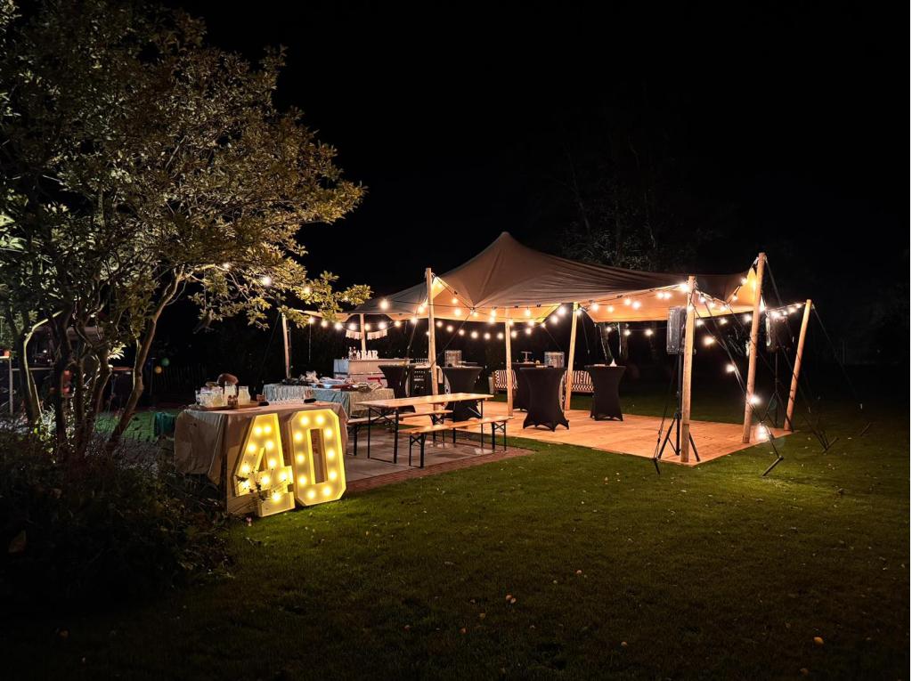 Stretchtent 5x10 meter TE HUUR, Ophalen, Zo goed als nieuw, Overige