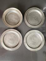 Oude tinnen bordjes 4 stuks, Ophalen of Verzenden