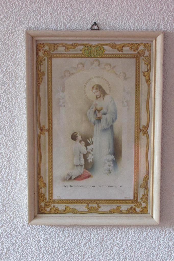 Schilderij Eerste H. Communie, Verzamelen, Religie, Zo goed als nieuw, Kaart of Prent, Ophalen of Verzenden