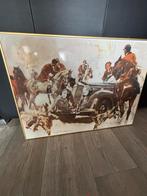 Schilderij print: Klassieke jachtscène met auto en honden, Antiek en Kunst, Kunst | Schilderijen | Klassiek, Ophalen of Verzenden