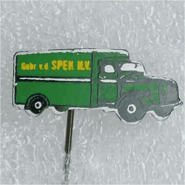 SP1486 Speldje Gebr. v.d. Spek N.V. vrachtwagen geel, Verzamelen, Ophalen of Verzenden, Gebruikt, Transport