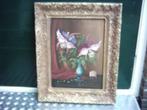 te koop antiek schilderij aparte bloemen in vaas, Ophalen of Verzenden