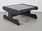 Vintage Wengé Salontafel Brutalist Postmodern ‘70 Hout tafel, Ophalen, Gebruikt, 50 tot 100 cm, Vierkant