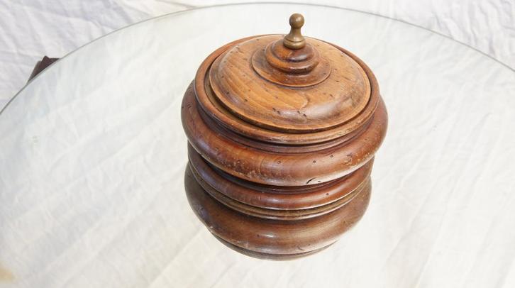 Tabakspotten  ( Hout / koper bewerkt, Antiek en Kunst, Curiosa en Brocante, Ophalen of Verzenden