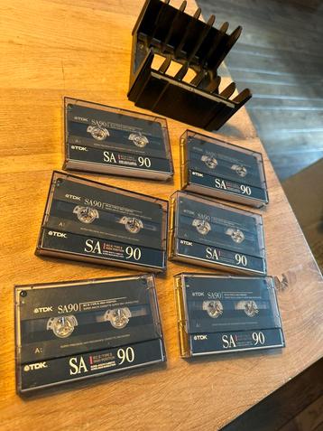 6 stuks TDK SA90  blanco inlay , tape en compl, met stickers beschikbaar voor biedingen