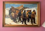 ‘The lifeboat is taken through the dunes’  replica olieverf, Antiek en Kunst, Ophalen