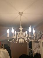 Witte, landelijke kroonluchter met zes lampen, Huis en Inrichting, Ophalen, Gebruikt, Metaal, Brocante