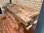 Oude werkbank met 2 bankschroeven 2.10 x 66cm, Doe-het-zelf en Verbouw, Werkbanken, Ophalen, Gebruikt, Bankschroef