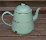 Licht groen emaille theepot, met gouden biezen, Antiek en Kunst, Antiek | Emaille, Ophalen of Verzenden