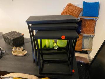 Bijzettafel Set - 3 Delig - Zwart Mangohout beschikbaar voor biedingen
