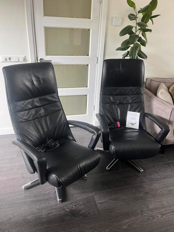 2 De Toekomst Relaxfauteuils Twice Op Accu M L Zwart Leer beschikbaar voor biedingen