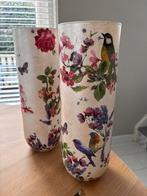 Vazen set met vogels en bloemen, Huis en Inrichting, Woonaccessoires | Vazen, Ophalen, Overige kleuren, Minder dan 50 cm, Glas