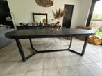 Eettafel ovaal zwart mangohout, Ophalen, Modern, landelijk of industrieel., 200 cm of meer, 50 tot 100 cm